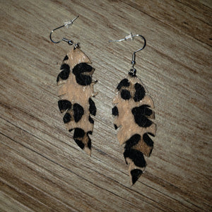 Tan Leopard Feather Earrings