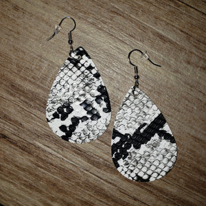 White Snakeskin Earrings