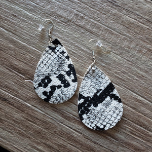 White Snakeskin Earrings