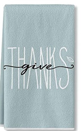 "Give Thanks” Light Blue Hand Towel