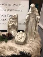 Load image into Gallery viewer, White Shimmer 3pc. Large Nativity Set
