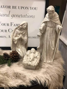 White Shimmer 3pc. Large Nativity Set