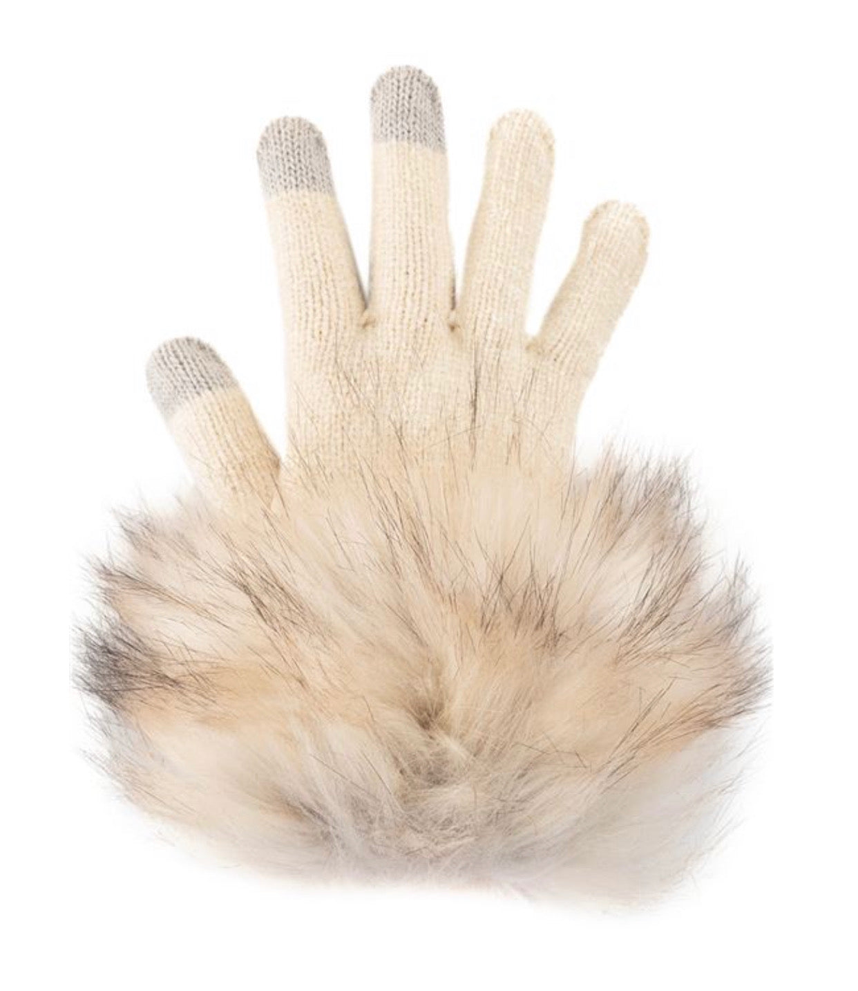 Taupe Fox Faux Fur Cream Tech Gloves