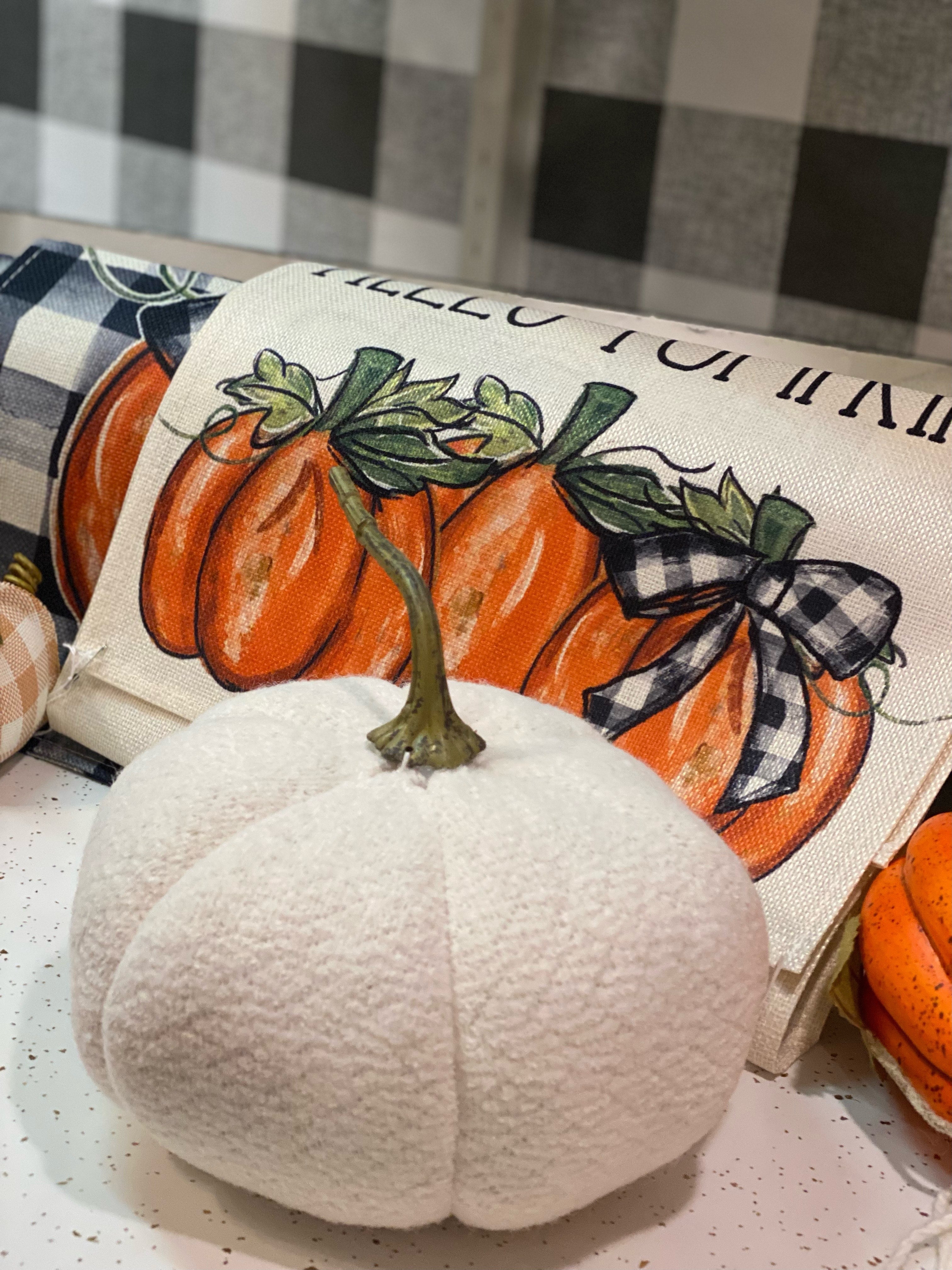 White Plush Fabric Pumpkin