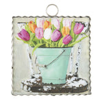 Load image into Gallery viewer, Bucket of Tulips Mini Print with Cowhide Cushion Chair
