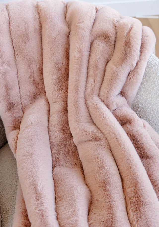 Blush faux fur throw sale