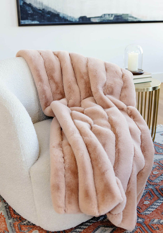 Faux fur throw blush pink new arrivals