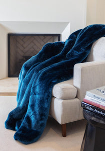 NEW! Sapphire Mink Faux Fur Throw