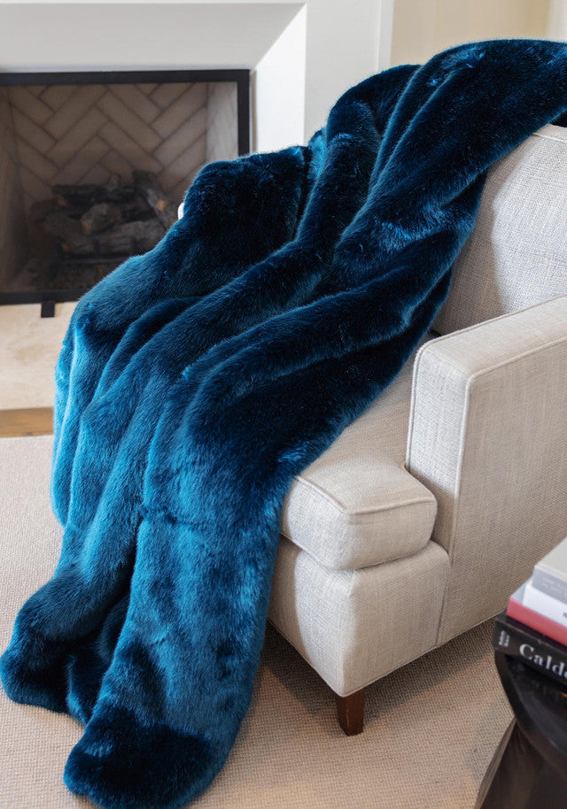 Navy blue discount faux fur blanket