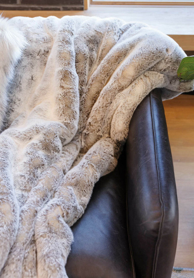 NEW! Sterling Mink Faux Fur Throw