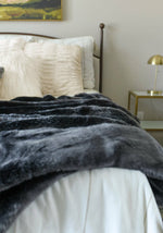 Load image into Gallery viewer, NEW! Graphite Mink Faux Fur Throw 60”x72”
