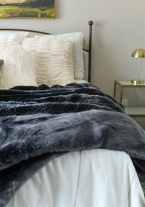 NEW! Graphite Mink Faux Fur Throw 60”x72”