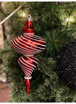 Load image into Gallery viewer, 10&quot; Red &amp; White Finial Swirl Ornament
