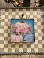 Load image into Gallery viewer, Putty &amp; White Checkered Pattern Display Stand for Mini Prints
