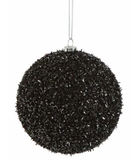 Set of 3: 6" Shiny Glittered Black Ornaments