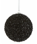 Load image into Gallery viewer, Set of 3: 6&quot; Shiny Glittered Black Ornaments
