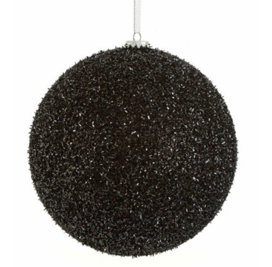 Set of 3: 6" Shiny Glittered Black Ornaments