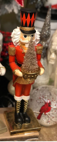 Red, Gold, & Black Nutcracker w/ LED Tree