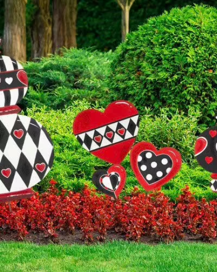 Valentines Day: Set of 3  Black & White Red Hearts