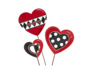 Valentines Day: Set of 3  Black & White Red Hearts