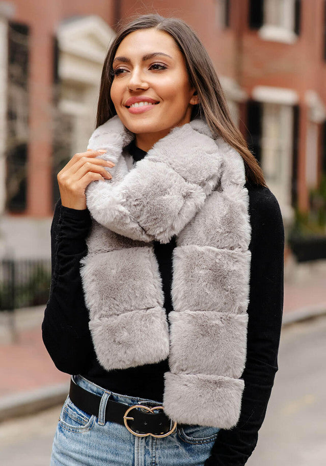 Grey best sale fur scarf