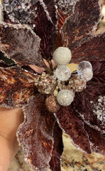 Load image into Gallery viewer, Copper Wine Glam Velvet Poinsettia with Sequins
