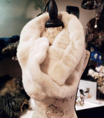 Load image into Gallery viewer, Ivory Ruffled Faux Mink Infinity Scarf
