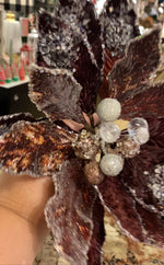 Load image into Gallery viewer, Copper Wine Glam Velvet Poinsettia with Sequins
