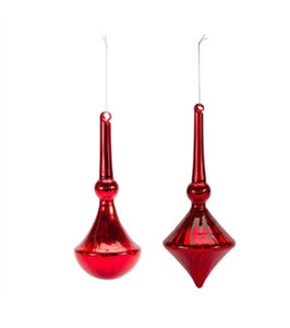 Ruby Red Elegant Set of 2 Ornaments