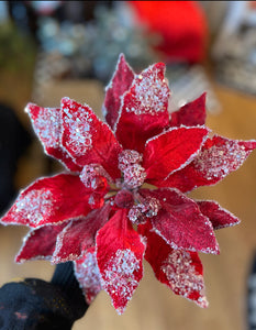 Ruby Red Glam Velvet Poinsettia with Sequins Pack of 3