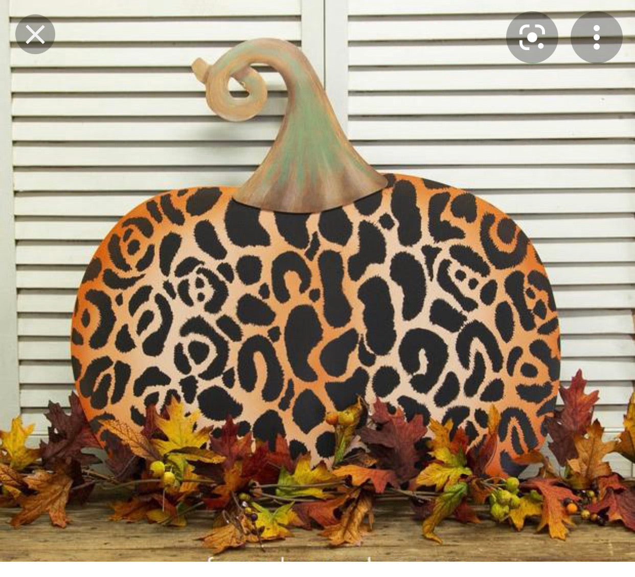 Large Metal Leopard Pumpkin with easel and stake