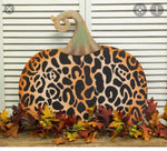 Load image into Gallery viewer, Large Metal Leopard Pumpkin with easel and stake
