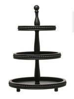 Load image into Gallery viewer, Farmhouse Black Wood 3-Tiered Tray
