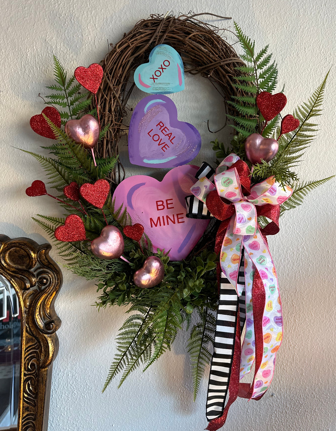 Conversation Hearts Wreath with Hearts