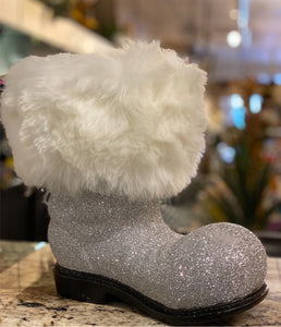 Glittered Santa Boot w/ White Fur Trim – MelizaInteriorsInc