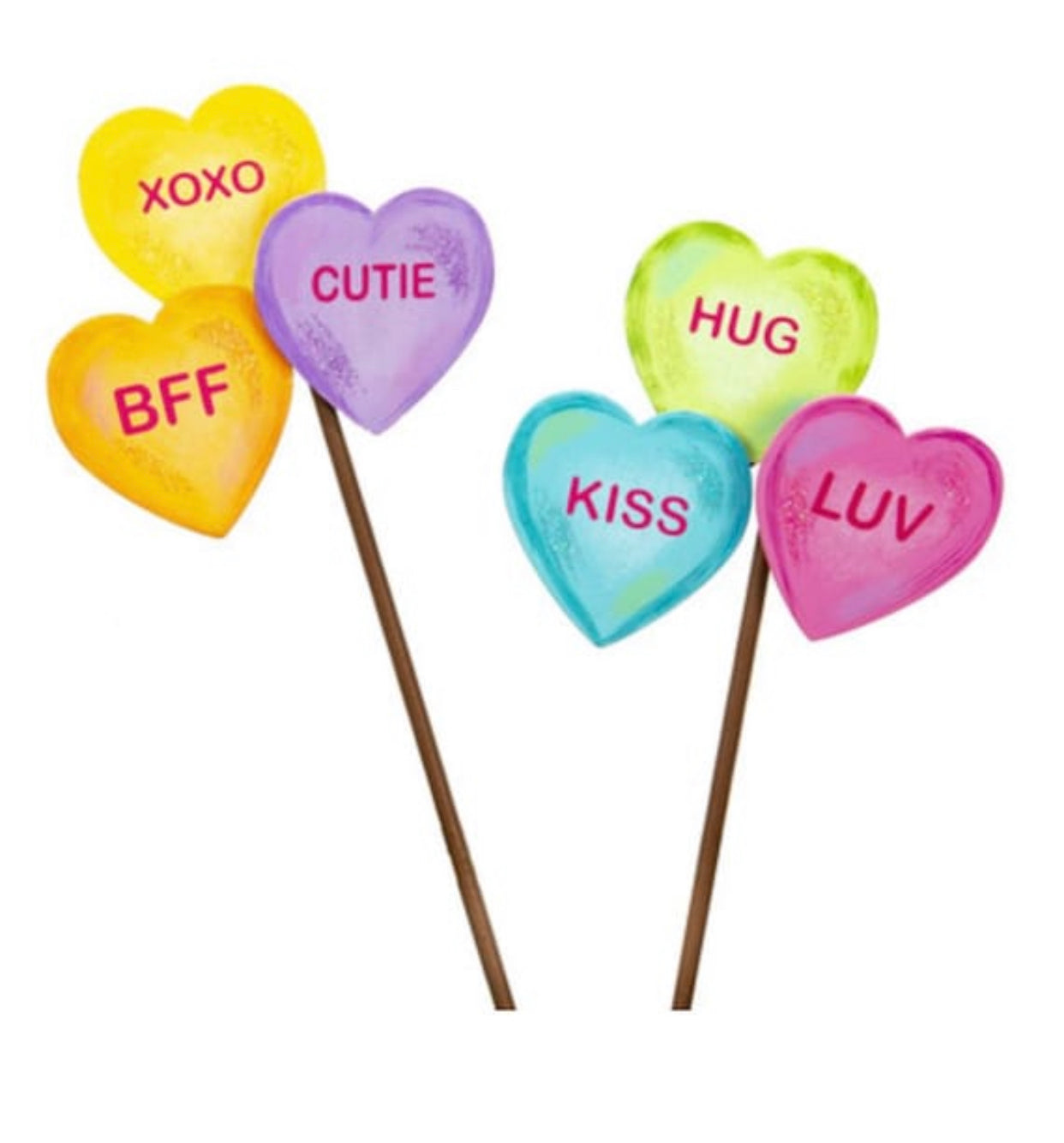 Fun Candy Hearts Set of 2 Stake Outdoor or Indoor