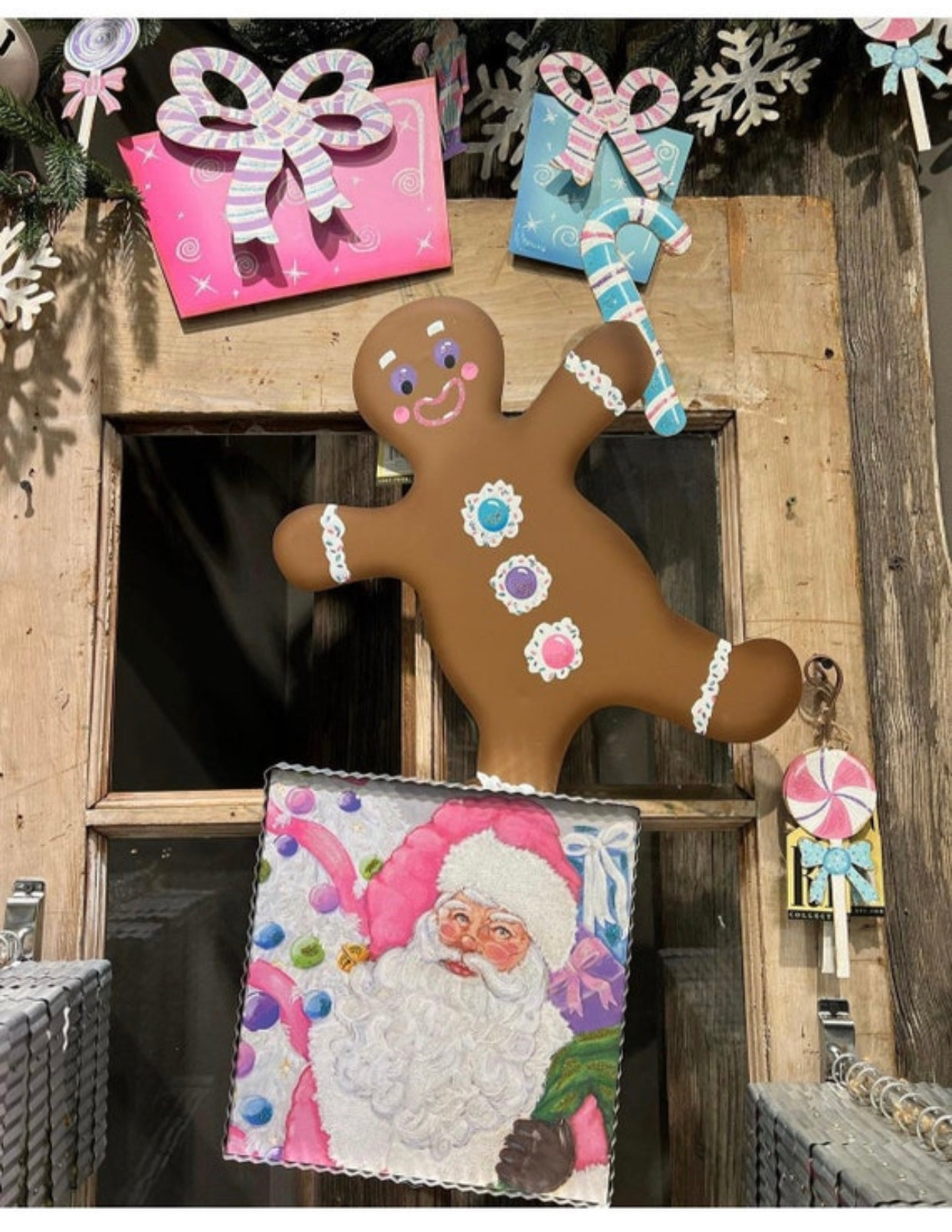 Pretty Pastel Santa Picture with Galvanized Frame on