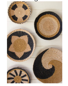 Set of 5 Round Seagrass Wall Decor