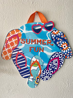 Load image into Gallery viewer, Summer Fun Door Hanger with Flip Flops and Water
