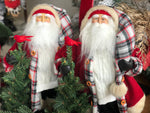 Load image into Gallery viewer, Classic Plaid Santa with Christmas Tree and Cardinal on arm
