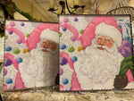 Load image into Gallery viewer, Pretty Pastel Santa Picture with Galvanized Frame on
