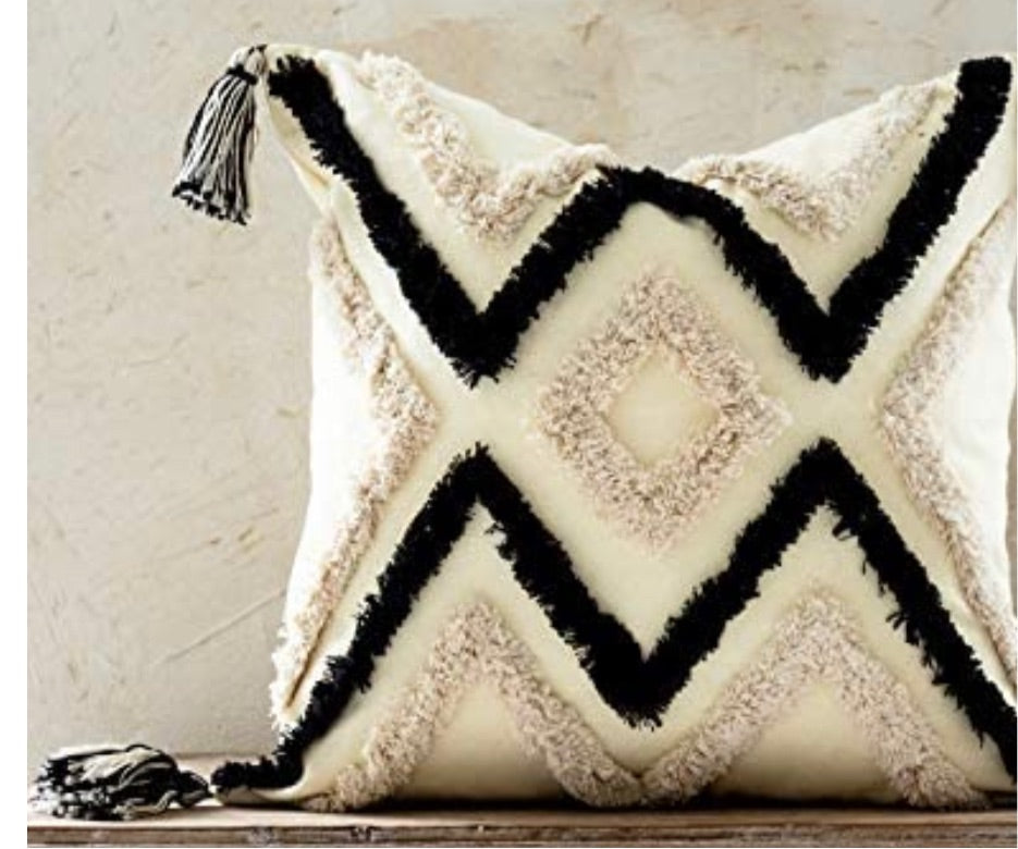 Boho Cream and Black 18”  Pillow