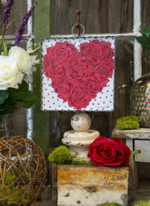 Valentine's Day: Red Rose Heart Galvanized Edge Frame