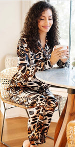 Load image into Gallery viewer, Leopard Satin Pajamas
