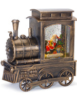 Load image into Gallery viewer, Santa Clause in Bronze Train Snow Globe LED
