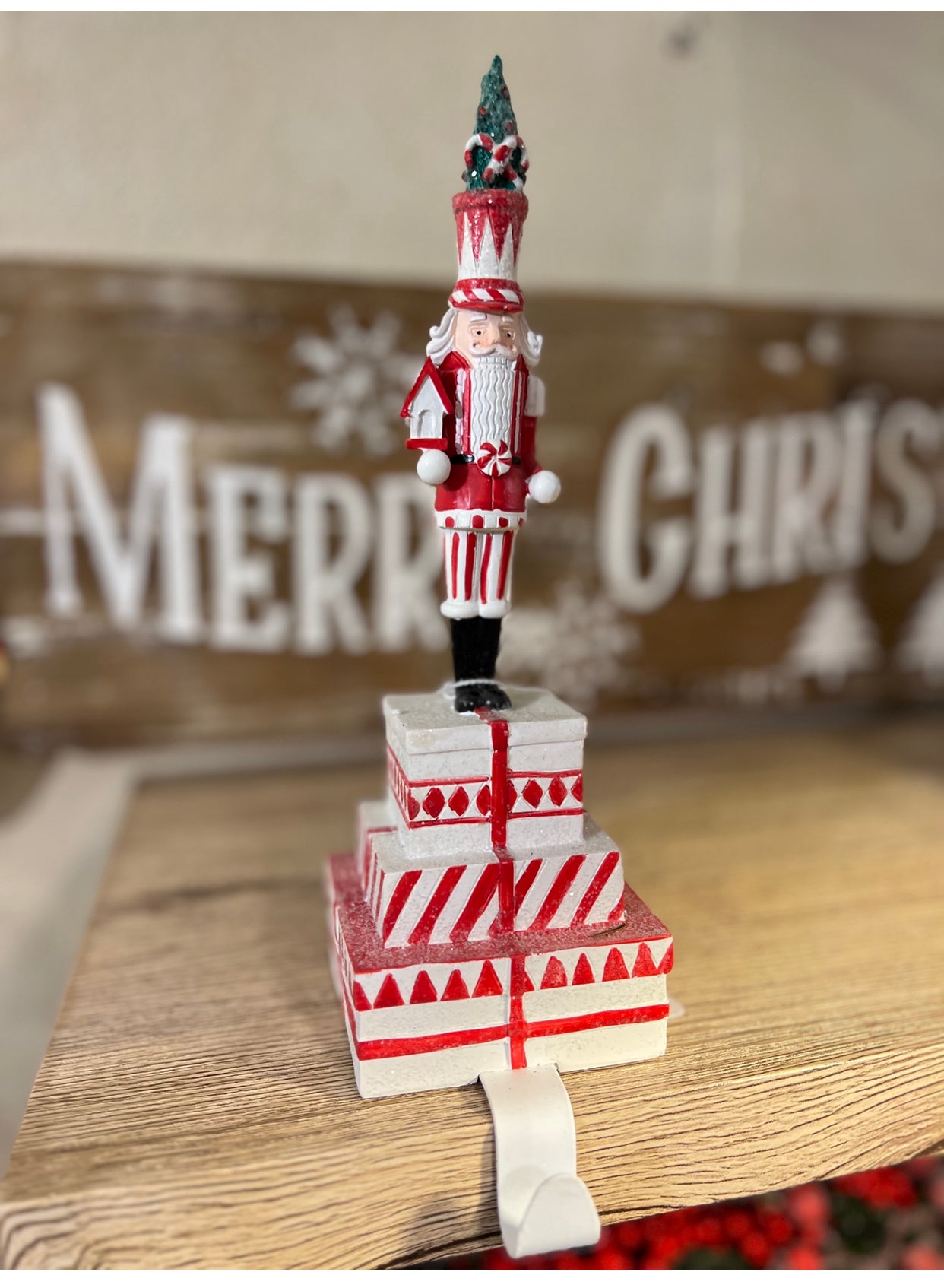 Nutcracker Red & White Stocking Holders