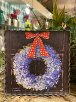 Load image into Gallery viewer, Americana: Blue Wreath and Patriotic Bow Mini Print
