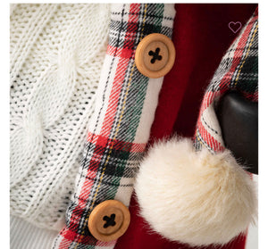 Classic Plaid Santa with Christmas Tree and Cardinal on arm