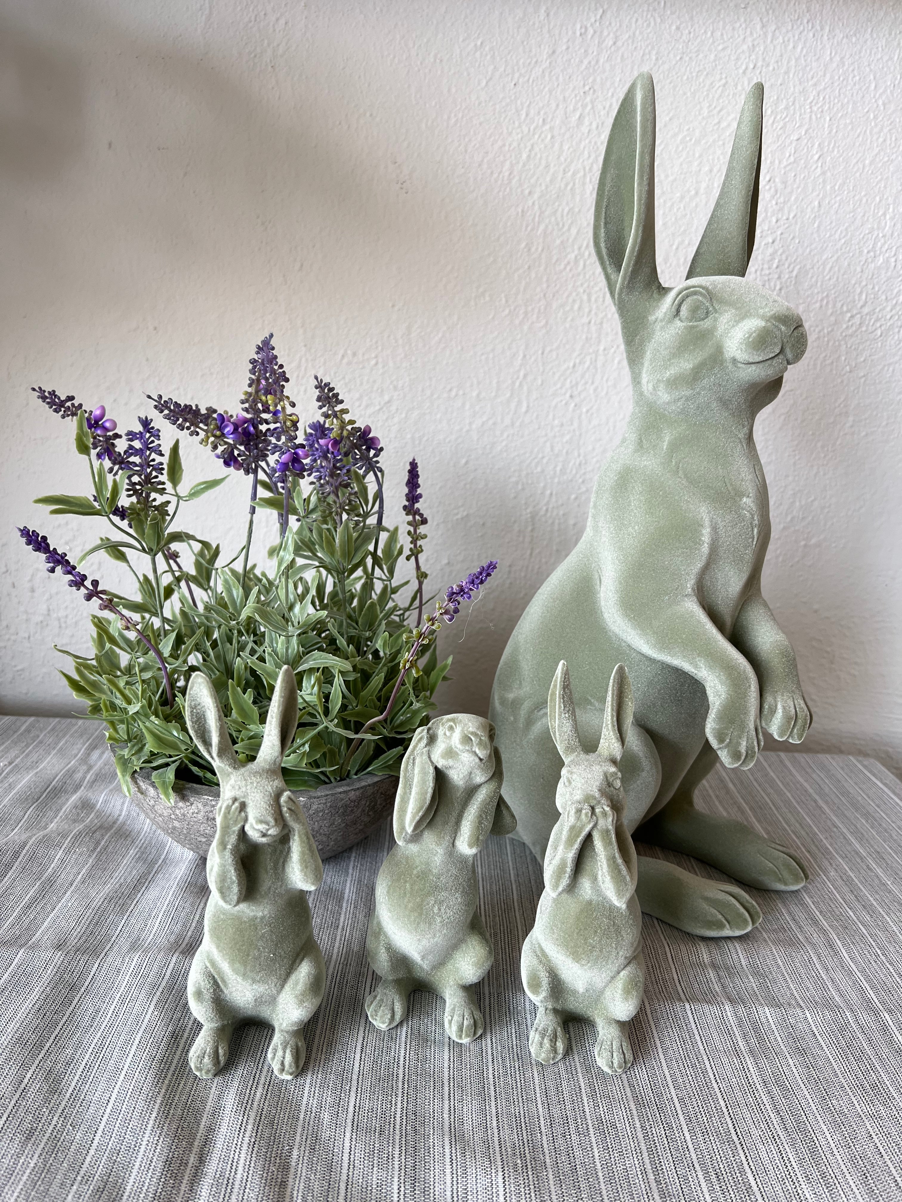 17.25" Green Velvet Sitting Bunny