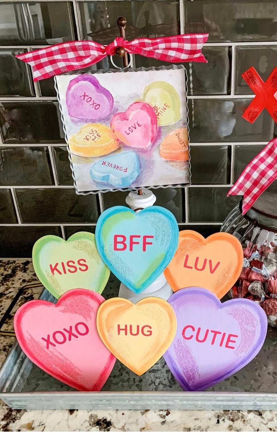 Fun Pile of Candy Hearts Outdoor or Indoor Conversation Hearts